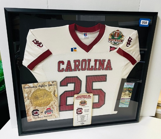 Framed Jersey of Player 25 AJ Turner in the Outback Bowl 2001