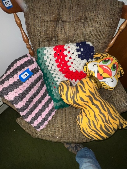 Afghan Lot and Stuffed Tiger