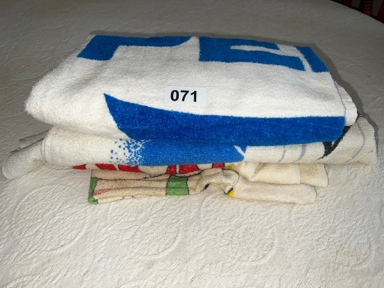 Three Vintage Advertising Beach Towels