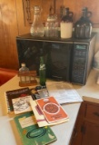 Lot of GE  Microwave, Glassware and Manual and Methods Books