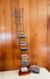 Box Lot of CD's, DVD's, and CD Holder