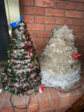 Pair of Tinsel Christmas Trees