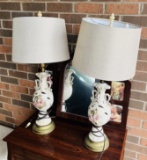 Pair of 1960's Floral Lamps
