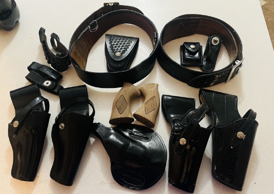 Lot of Highway Patrol Pistol Belt and Accessories
