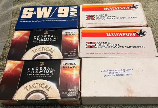 (6) Boxes of 9mm Ammo