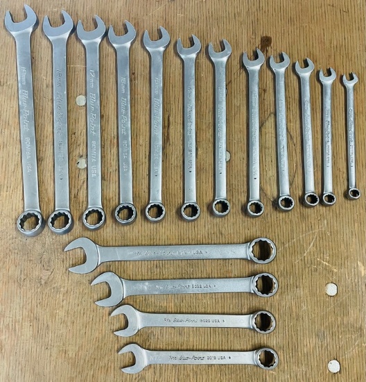 Tray Lot of Assortment of Open End Blue Point Wrenches