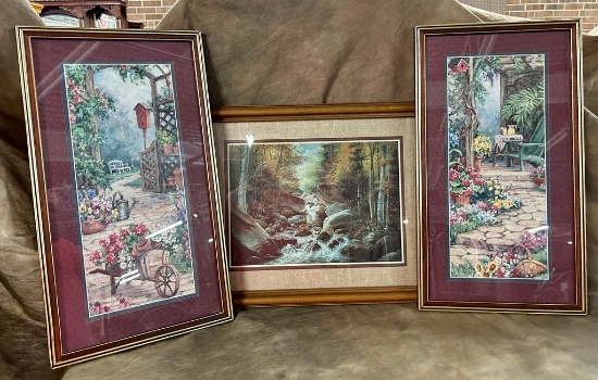 Lot of Three Color Prints in Frames