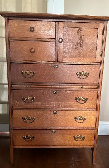 Vintage Hardwood Cabinet/Chest with Drawers