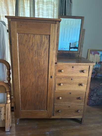 Vintage Chifferobe Wardrobe with Mirror and Drawers.