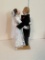 Bride and Groom Mounted on Wooden Base