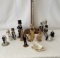 Lot of Wooden Head and Paper Folk Art Bride and Groom Figures