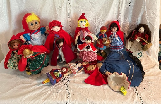 Large Lot of Various Red Riding Hood Dolls