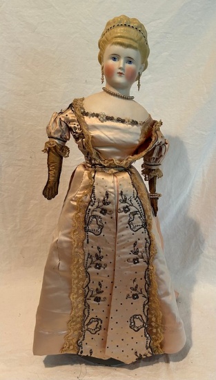Antique China Head Doll  With Fancy Hairdo