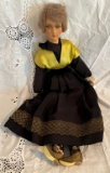 Vintage Fabric with Paper Mache Head Doll