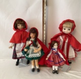 Lot of Four LRRH Collectible Dolls