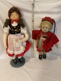 Pair of Fabric Red Riding Hood Dolls