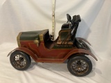 Large Antique Wood & Steel Hand-Made Car
