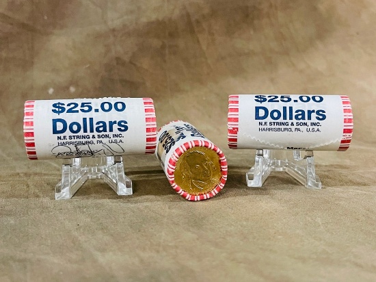 Lot Of (3) $25.00 James Monroe Rolled $1 Presidential Coins
