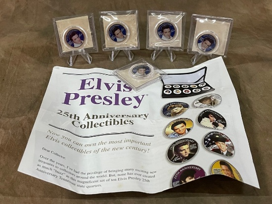 Collection Of (5) 25th Anniversary Elvis Colorized Quarters