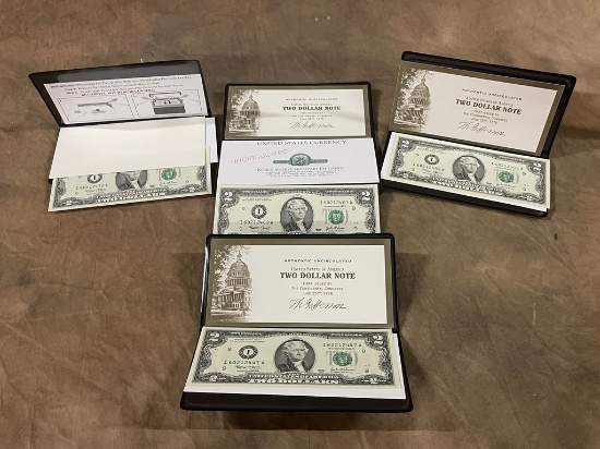 (4) 2003 Uncirculated $2 Federal Reserve Note
