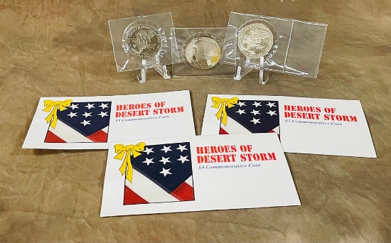 (3) 1991 $5 Desert Storm Commemorative Coins