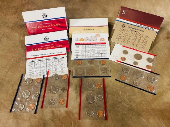 1984, 1986 & (2) 1987 US Mint Uncirculated Coin Sets D & P Mint Marks