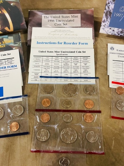 (2) 1995, 1996 & 1997 US Mint Uncirculated Coin Sets D & P Mint Marks