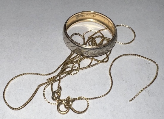 14k Gold Ring and Chain