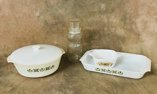 Fire king Kitchen Bakeware & Mr. Peanuts Glass jar