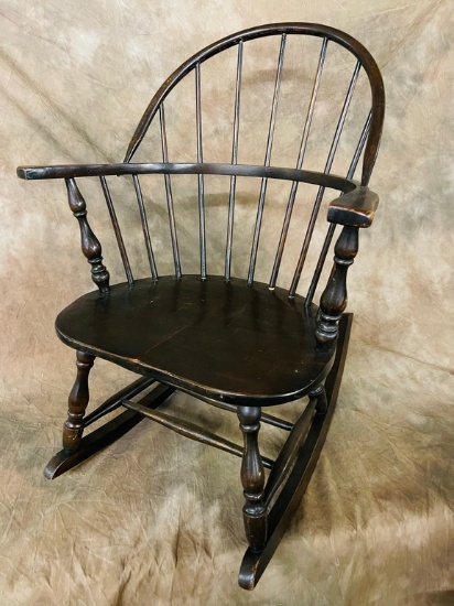 Vintage Bow Back Windsor Rocking Arm Chair