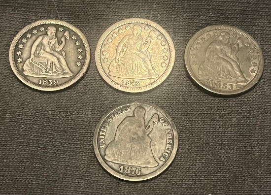 4 90% Silver Seated Liberty Dimes