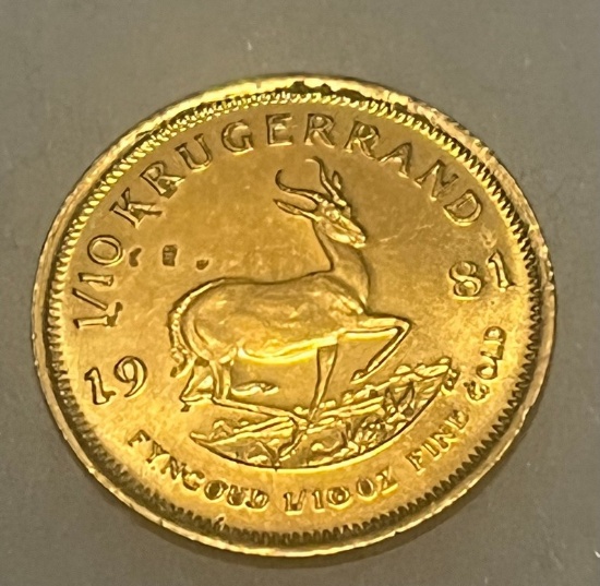 1981 1/10 Krugerrand Fine Gold Coin