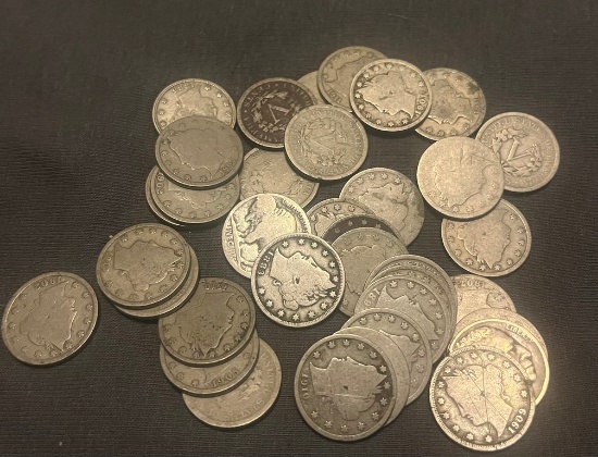 34 V Nickels And 2 Buffalo Nickels
