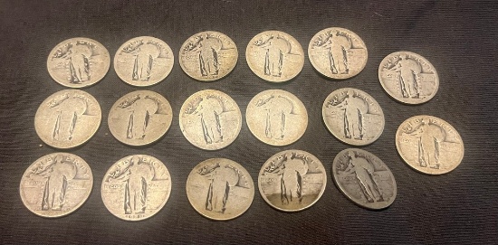 Lot Of 17 90% Silver Walking Liberty Quarters