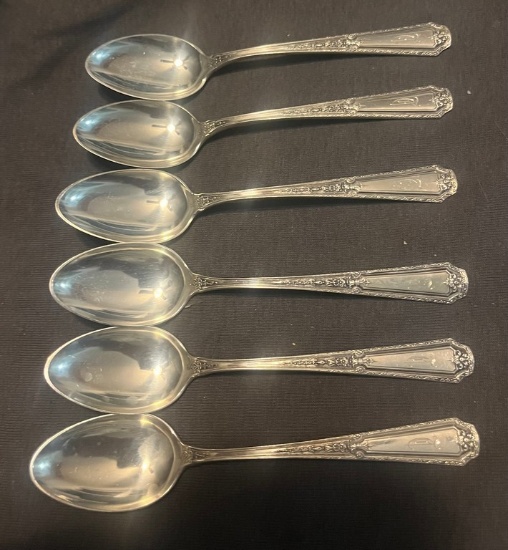 Set Of 6 Matching Sterling Silver Monogrammed Teaspoons