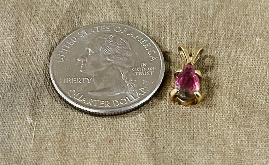 14 K Watermelon Tourmaline Pendent