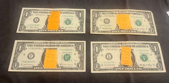 Lot Of 4 Collectible Low Mintage Star $1.00 Notes