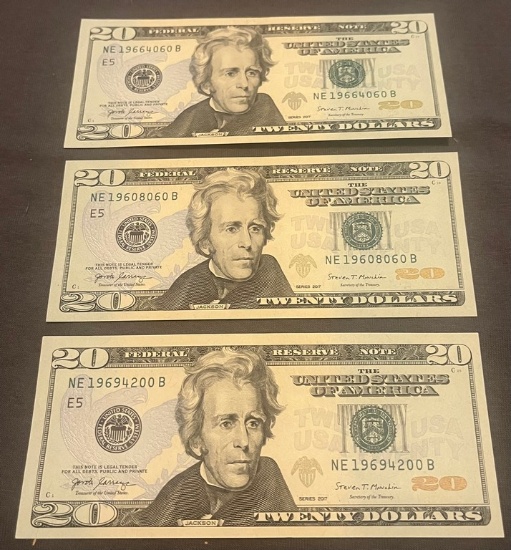 Lot of 3 $20 Birthday/ Anniversary Notes