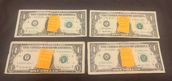 Lot of 4 $1 Star Notes