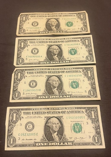 Lot of 4 $1 Birthday/ Anniversary Notes