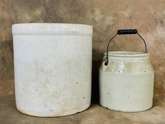 2 Pieces Antique Salt Glaze Stoneware