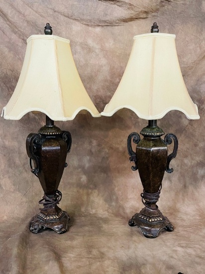 Pair Of Decorator Lamps With Shades