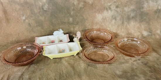 Pink Depression Serving Bowls & More