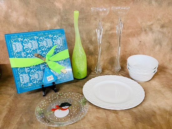 Tray Lot Serving Plates & Glassware