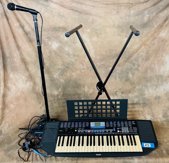 Yamaha PSR-78 Electronic Keyboard And Microphone On Stand