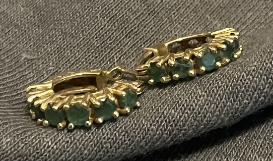 14 Kt Gold Emerald Earrings