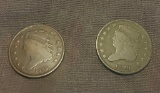 Lot Of 2 Scarce Classic Design US Half Cent Coins 1829 & 1835