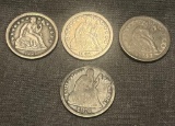 4 90% Silver Seated Liberty Dimes