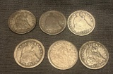 6 90% Silver Half Dimes