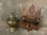 Victorian Wall Shelf & Oil Lamp